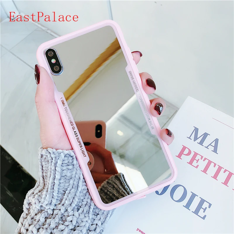 Make Up Mirror Pink Case for IPhone X XS MAX XR 8 7 6 6S Plus Iphone7plus Cover Phone Bags Cases Black White Soft Silicon Bumper