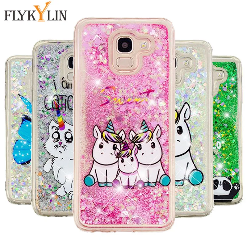

Silicone case for Samsung Galaxy J4 J6 2018 case for Coque Samsung J6 Plus J610F SM-J610F J610 Glitter Liquid TPU Soft Phone Bag