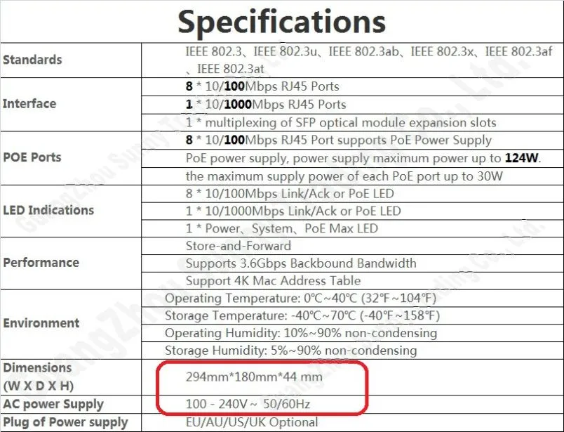 Встроенный Питание, Макс 124 Вт, 9 Порт 8 poe коммутатор IEEE802.3af на PoE костюм для poe камеры или AP, 1000 Мбит/с порт* 1, SFP порт* 1