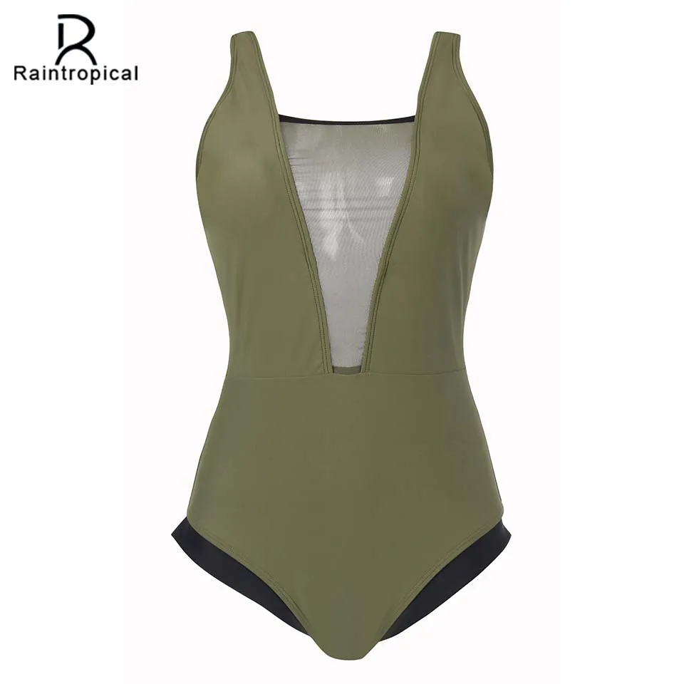 Raintropical Plus Size One Piece Swimsuit Sexy Women Summer Beach Wear ...