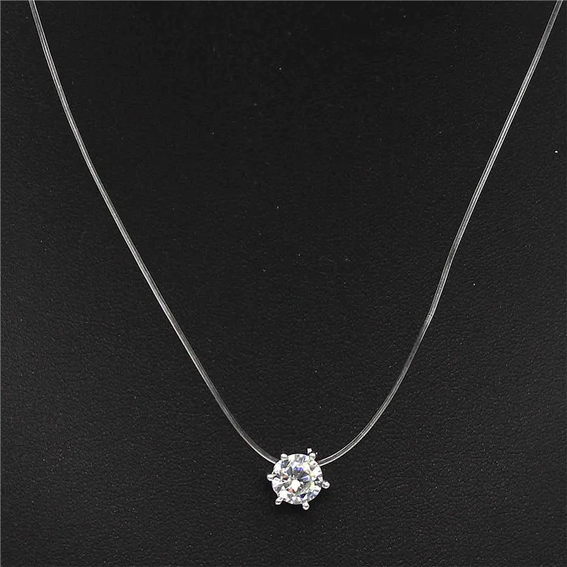 Серебряянное колье ADOLPH с прозрачной леской из циркония чокер ожерелье невидимой