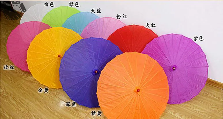 

Colored Silk Fabric Umbrella, White Pink Parasols Traditional Dance Parasol, Japanese silk props