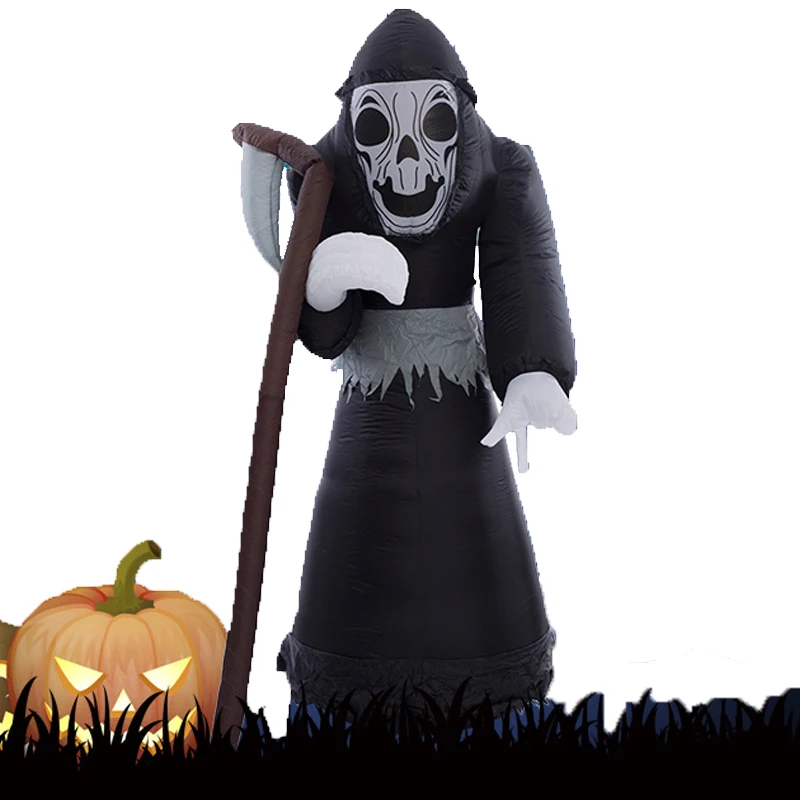 

180cm Giant Grim Reaper with sickle LED Lighted Terror Inflatable Toys Christmas Halloween Props Party Fun Toys Yard Decoration