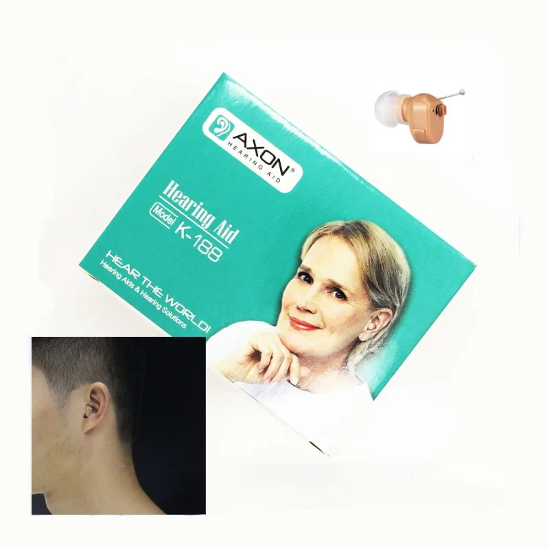 AXON Digital Hearing aid aids hear world Volume control Microphone Extraction cord ear invisible sound amplifier soft ear plug