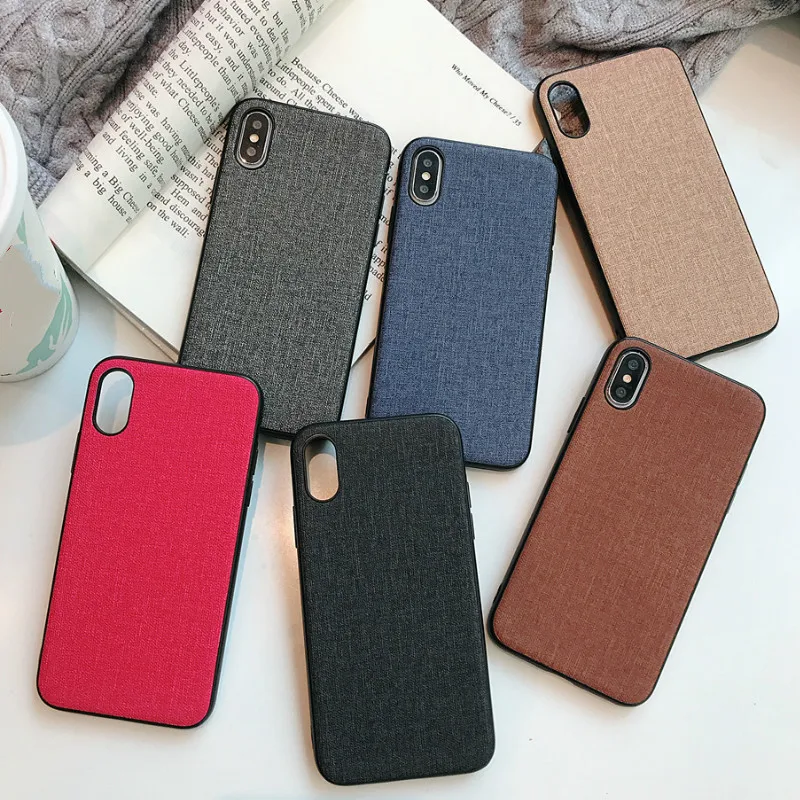 

Luxury Cloth Plain Case TPU Cover For Apple iPhone X 8 7 6s 6 XS XR Max 10 Cute Phone Accessories Black Red Gray Skin
