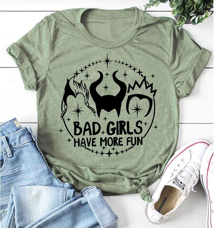 

2019 summer hipster Women tshirt fahion Feminist streetwear tees Casual Bad Girls Have More Fun print Girls tshirt harajuku top