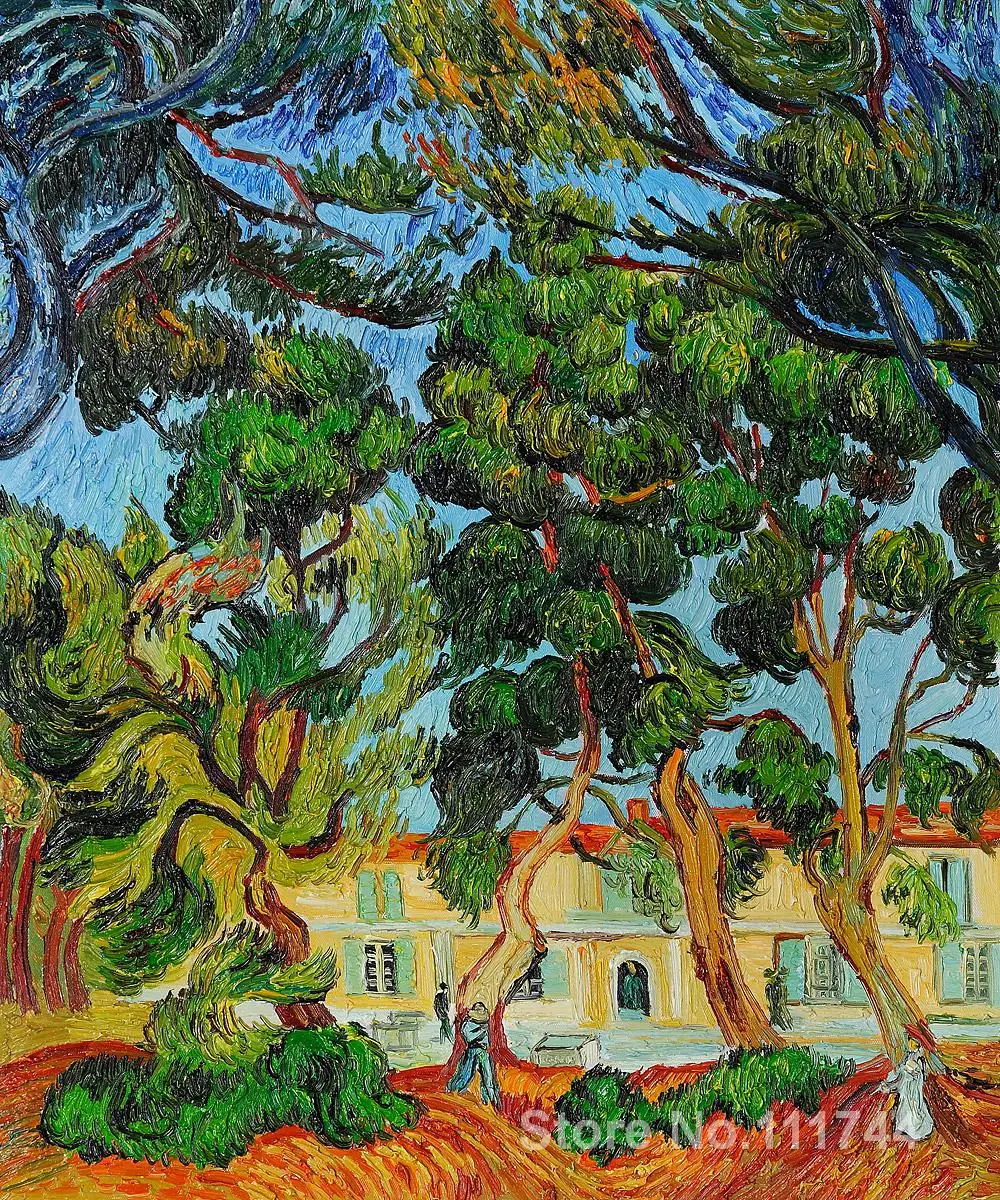 

Paintings by Vincent Van Gogh Trees in the Garden of St Pauls Hospital before house Hand painted art on canvas High quality