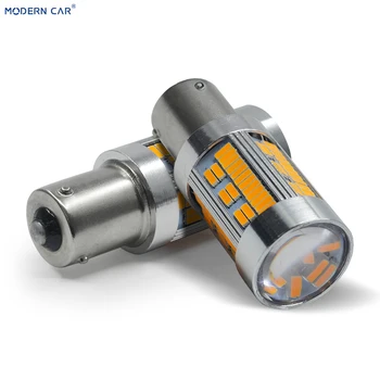 

MODERN CAR 1pcs 1156 BA15S PY21W BAU15S 105 SMD 4014 Chip LED Bulbs Amber Yellow For Auto Car Turn Signal Reverse Light