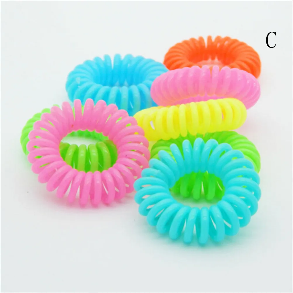 10PCS Plastic Spring Gum Clear Telephone Wire Elastic Hair Bands For Hair Ties No Crease Coil Hair Tie Ponytail Hair Accessories - Цвет: Fluorescent color