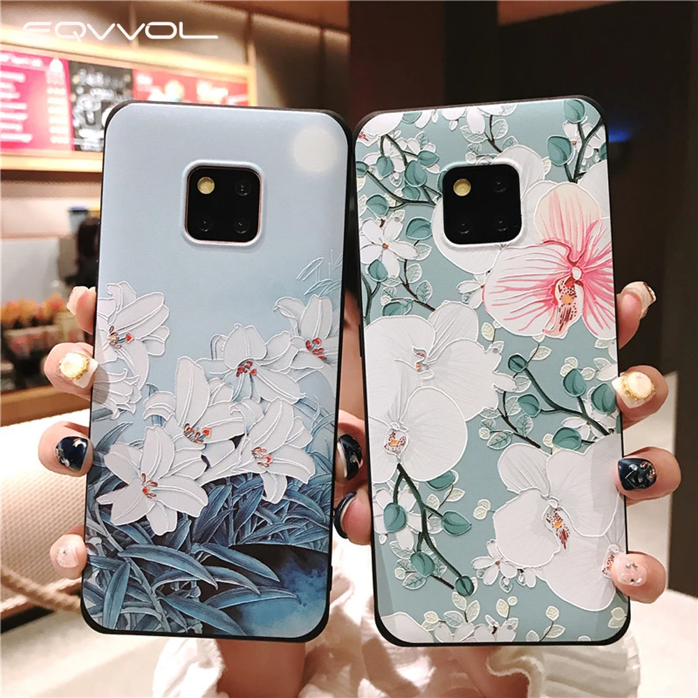 Eqvvol 3D Рельефный цветочный узор чехол для телефона Huawei Mate 10 20 Pro P10 Plus P20 Lite Nova 3 3i 2s
