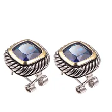 Cristal azul Circón Pendientes Plata 925 Envío Gratis Pendientes de Joyería de Moda Más Reciente TE641