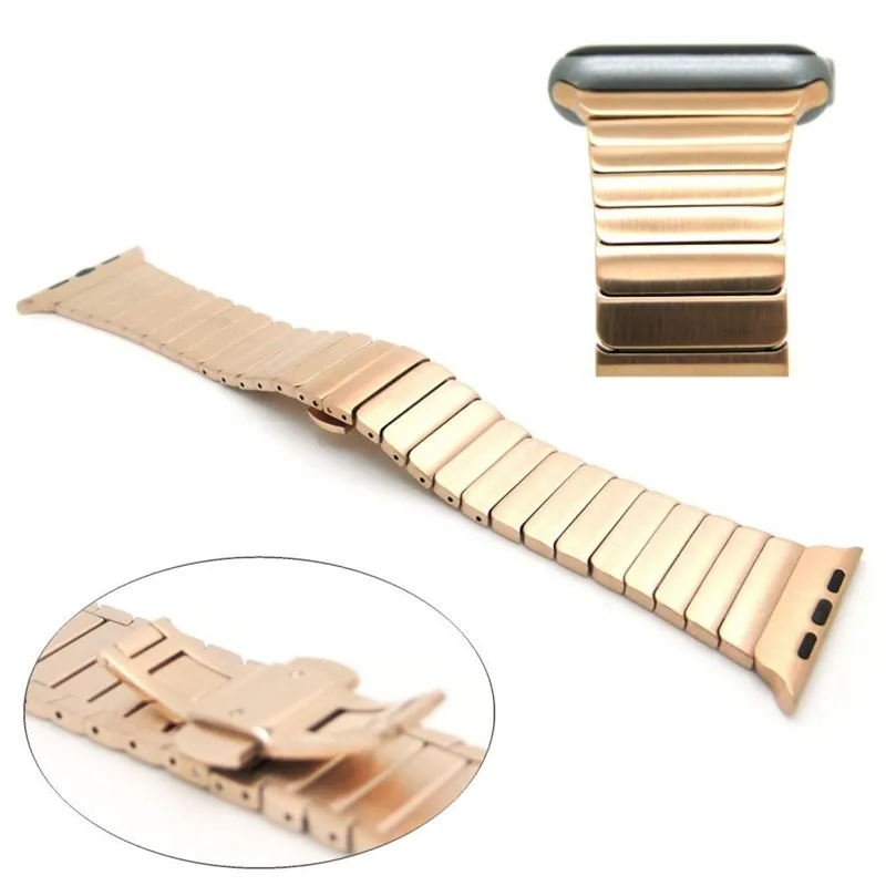 Модные Нержавеющая сталь ссылка браслет для Apple Watch группа 42 мм бабочка петли 38 мм ремешок для iwatch розовое золото черный, серебристый цвет