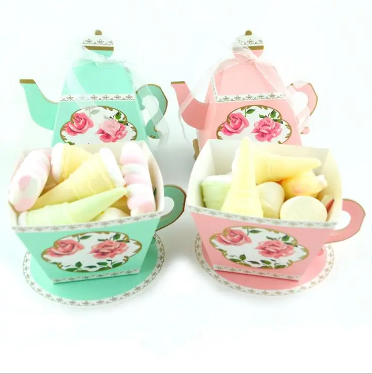 

1 PCS Teapot Shape Cup Shape Favor Boxes Gift Box Tea Time Teapot Favor Box Party Decoration Candy Box For Tea