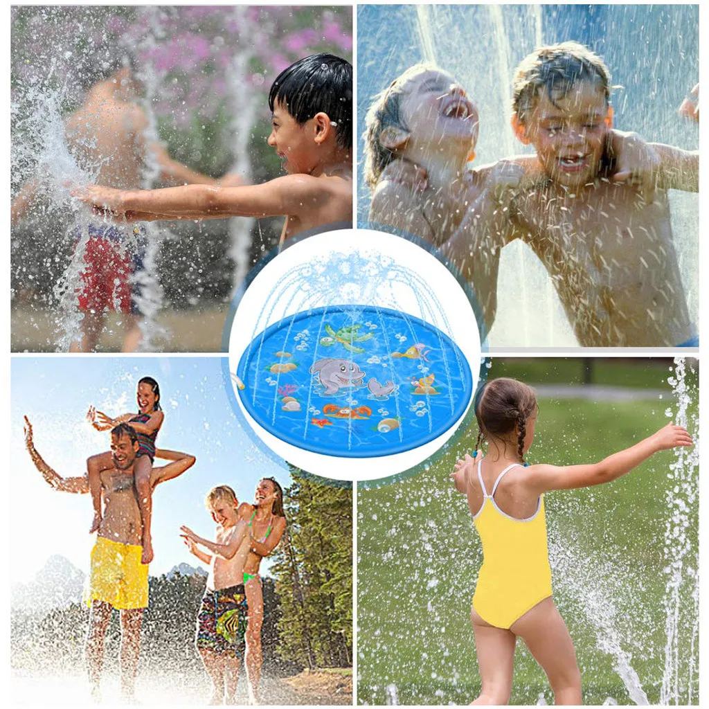 Baby Kids Water Play Mat Inflatable Fun Activity Play Center Water Mat Outdoor Water Toys for Kids Sprinkler Play Pad#y2*1