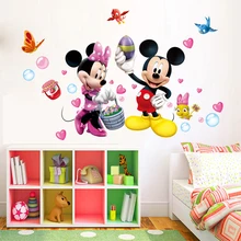 Disney Cartoon Mickey Minnie Mouse PVC Wall Stickers For Nursery Kids Room Home Decor Living Room Anime Mural Wall Art DIY Decal