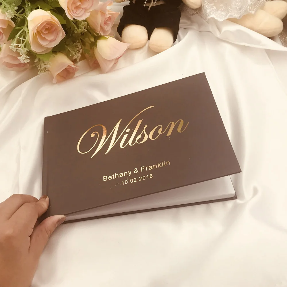 Personalized Gold Wedding Guest Book Alternative Rustic GuestBook A5size Custom Gift for Couple Rustic Wedding Guestbook  Couple1