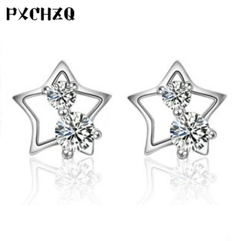 

Ms. new simple high-grade zircon flower earrings five-pointed star silver plated earrings fashion national wind