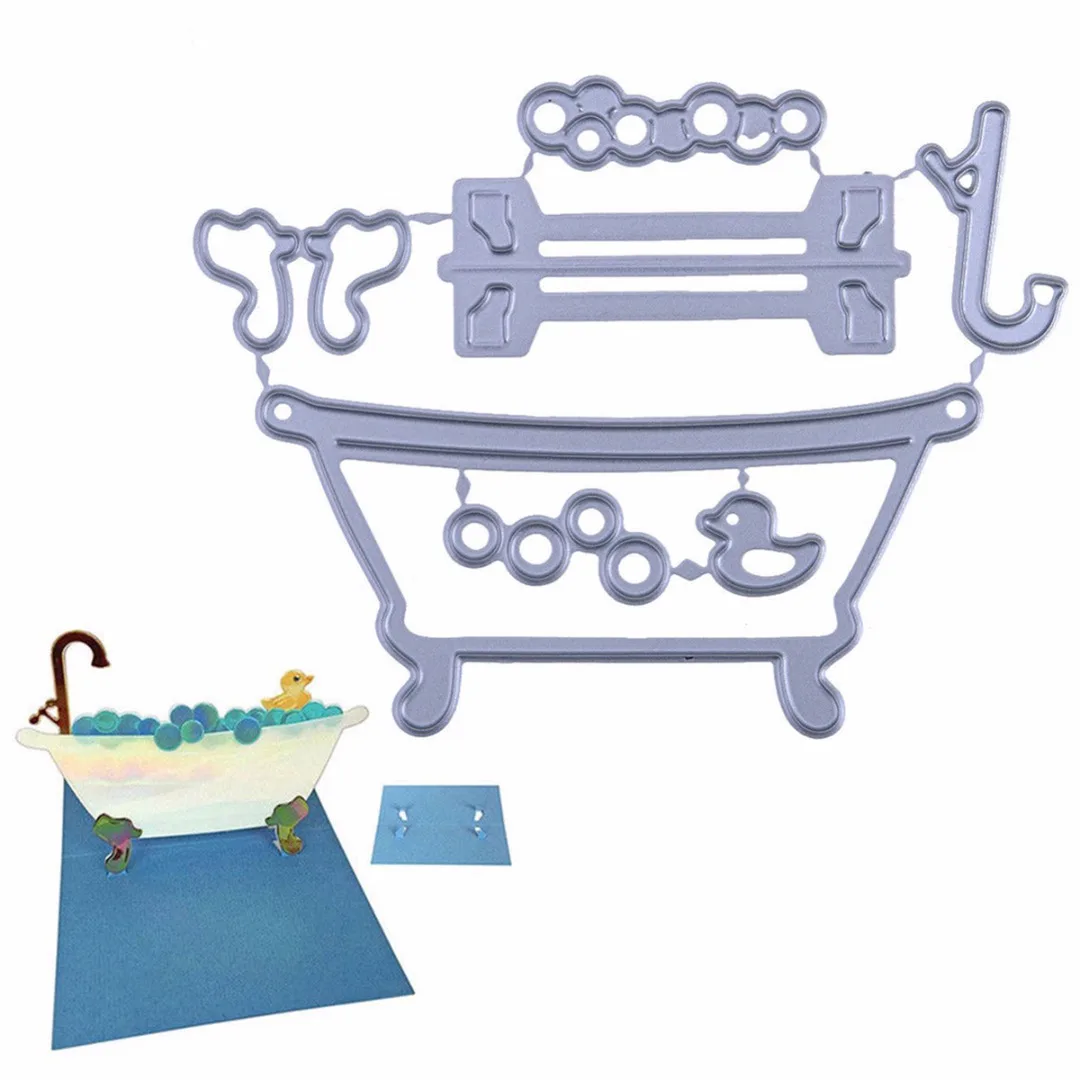 DIY  Carbon Steel Pop Up Bathtub Design Cutting Dies Stencil for Scrapbooking