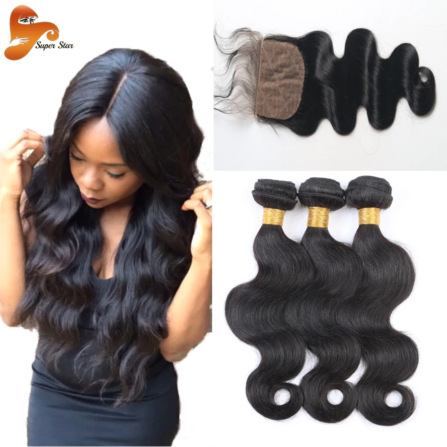 

Cheap Body Wave Silk Base Closure With Bundles,6A Brazilian Virgin Hair With Closure,Human Hair Bundles With Silk Base Closure