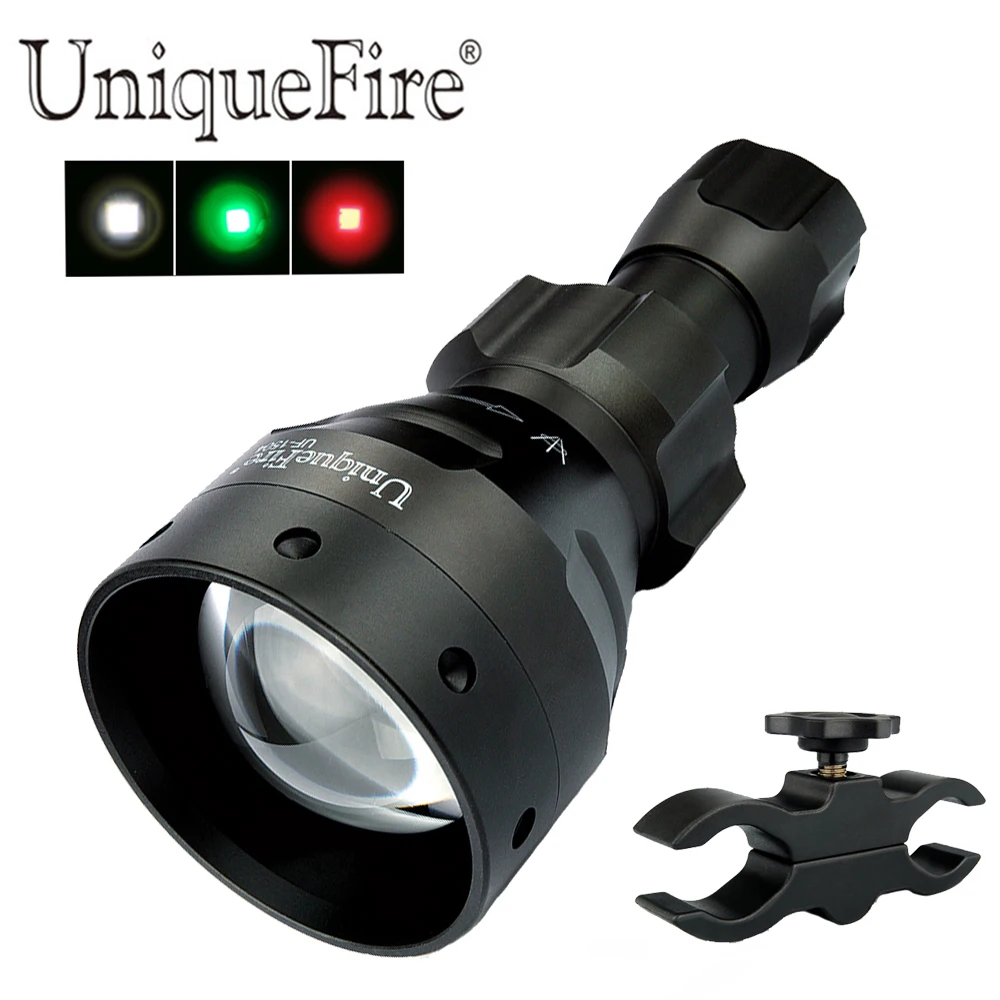 UniqueFire 1504 Torcia LED Rossa Zoomabile Per Caccia Con Lente Convessa 67mm, Batteria Non Inclusa