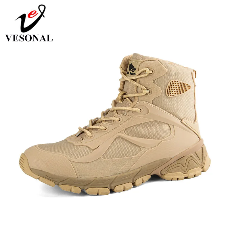 

VESONAL Autumn Special Force Tactical Desert Combat military Boots Men Snow Shoes outdoor Male tracking mens tactical Boot work