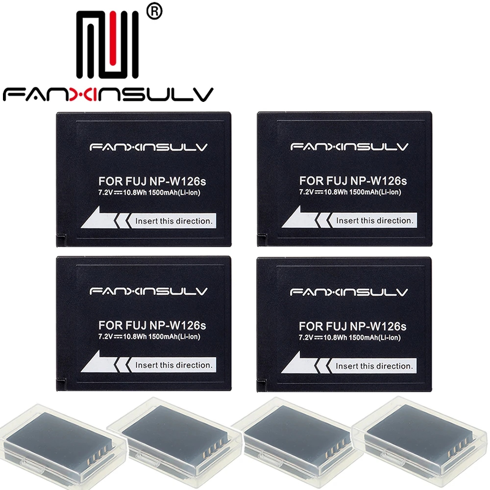 4x NP-W126S NP W126S Battery + 4 Battery box for Fujifilm Fuji XT3 XA5 XT20 XT2 XT1 XH1 XT10 XE3 X100F SHIP WITH TRACKING NUMBER