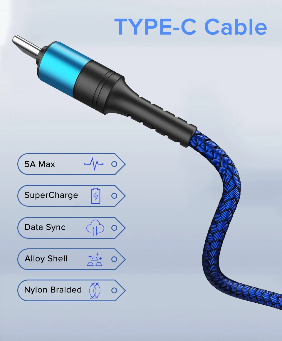 1 м 2 м type C USB Cabe 5A супер зарядка Kable для huawei Honor mate 20 P30 P20 Pro QC3.0 Быстрая зарядка USBC шнур нейлоновый провод для передачи данных