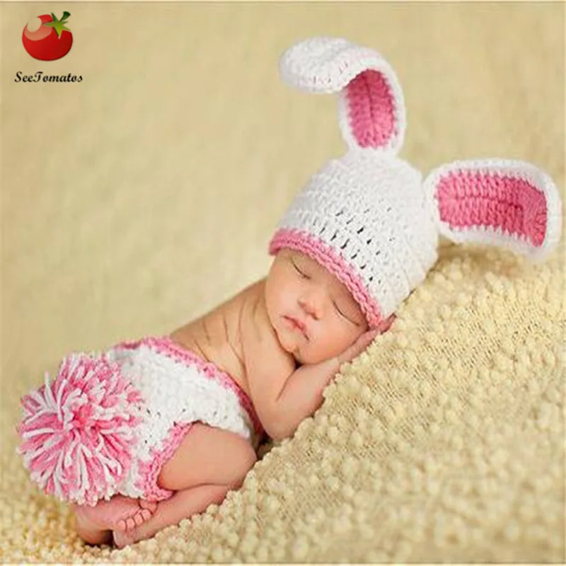 Милый ребенок новорожденный животные кролик вязаный крючком мальчик девочки