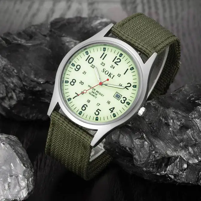 Лидирующий бренд, мужские военные кварцевые часы с датой, солдатский холщовый ремешок, аналоговые часы, спортивные часы, наручные часы, relojes hombre, хит