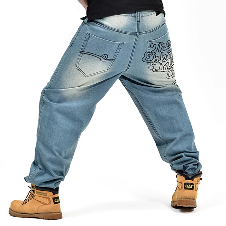Holyl мешковатые джинсы с вышивкой, мужские джинсовые штаны, свободные уличные джинсы в стиле хип-хоп, повседневные мужские штаны для скейтборда размера плюс