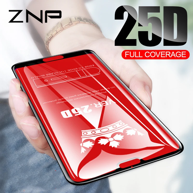 

ZNP 25D Curved Edge Protective Glass on the For Huawei P30 P20 Pro Lite Tempered Screen Protector For Honor 9 Lite 10 Glass Film