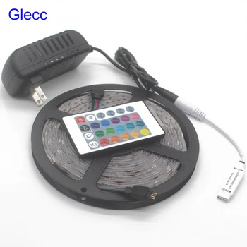 

RGB LED Strip Light SMD5050 2835 5m 10m 15M No Waterproof leds tape diode ribbon LED Lamp Controller AC 220V DC 12V adapter set