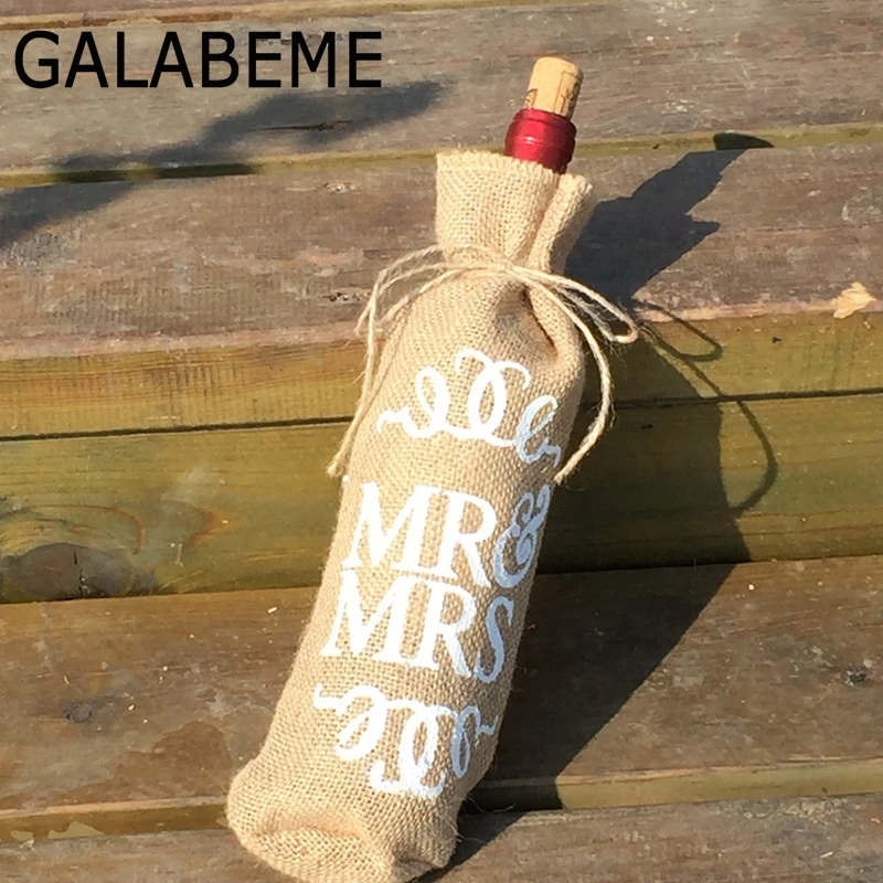 Galabeme 1 шт MR & MRS винная бутылка из джута сумка держатель подарки сумки винтажная