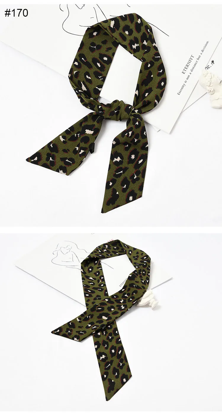Новинка 90 см Леопардовый принт шикарные уникальные женские шелковые шифоновые шарфы Riband сумка для сумки галстук декоративный шарф удлиненная лента для волос