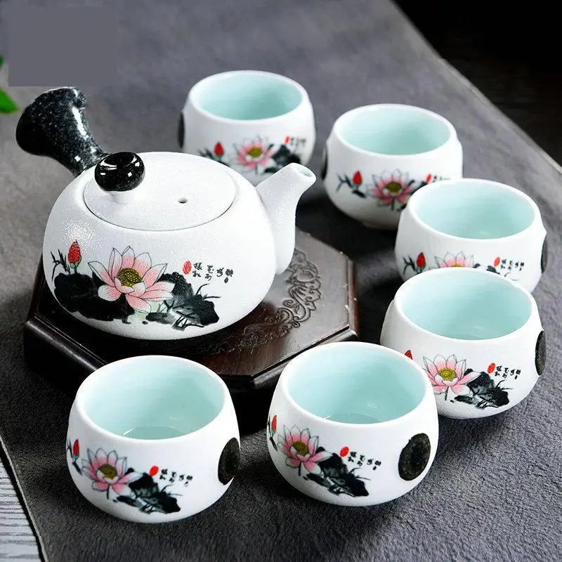 

6pcs Tea Set,1 Teapot+4 Cups,china Ceramic Kungfu Porcelain Ceremony for black/puer/green/white/Jasmine tea cha,good gifts