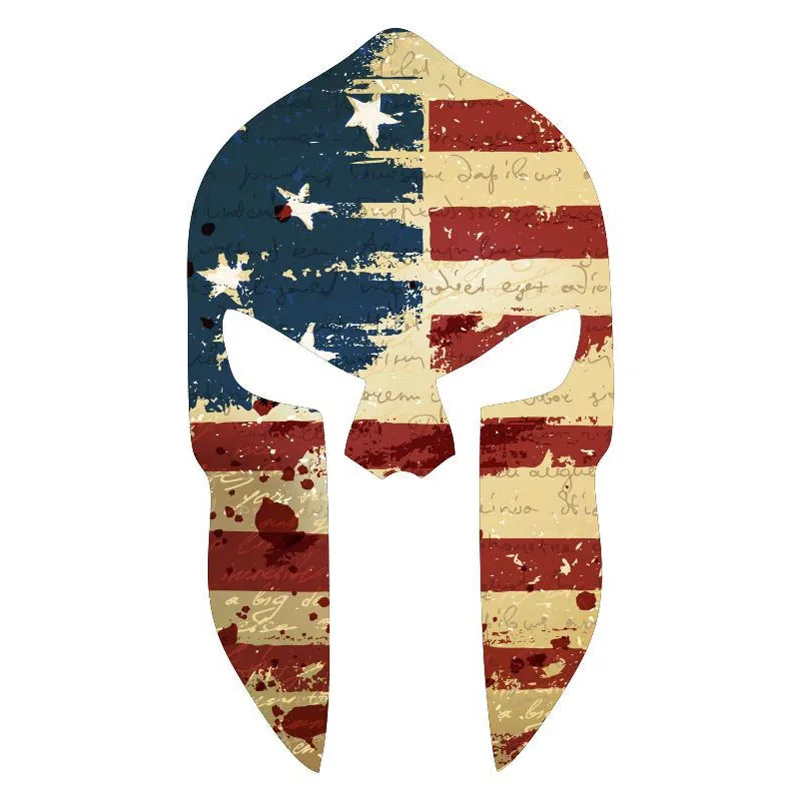 

8.7CM*15.2CM SPARTAN HELMET VINTAGE USA FLAG Automobile Styling Lnterest Reflective Car Stickers C1-7017