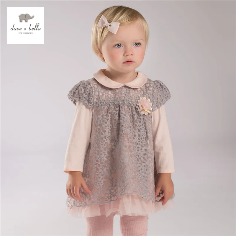 DB4080 dave bella autumn baby girls pink lace dress girls