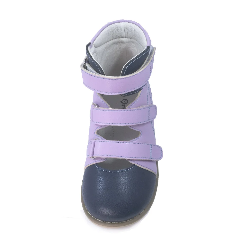 Ortoluckland/детские сандалии для девочек; ортопедическая обувь для мальчиков; фиолетовые кожаные сандалии с закрытым носком; обувь с супинальной стелькой