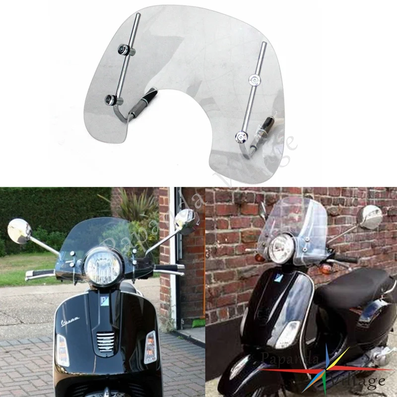 

Papanda Motorbike Transparent Clear Windshield Windscreen Deflector with Fitting Kit for 2005-2014 VESPA LX50 LX150