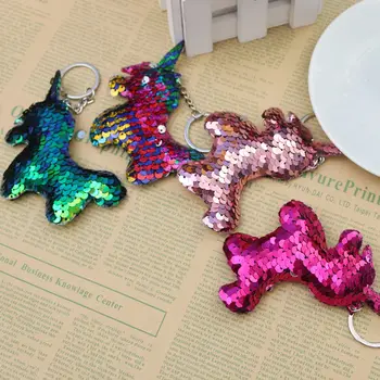 

Cute Unicorn Keychain Glitter Pompom Sequins Key Ring Gifts for Women Llaveros Mujer Charms Car Bag Accessories Key Chain