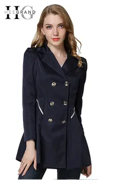 

HEE GRAND 2019 Autumn Women Trench Coat Double Breasted OL Brief Style Overcoat Turn-Down Collar Elegant Button Coats WWF102