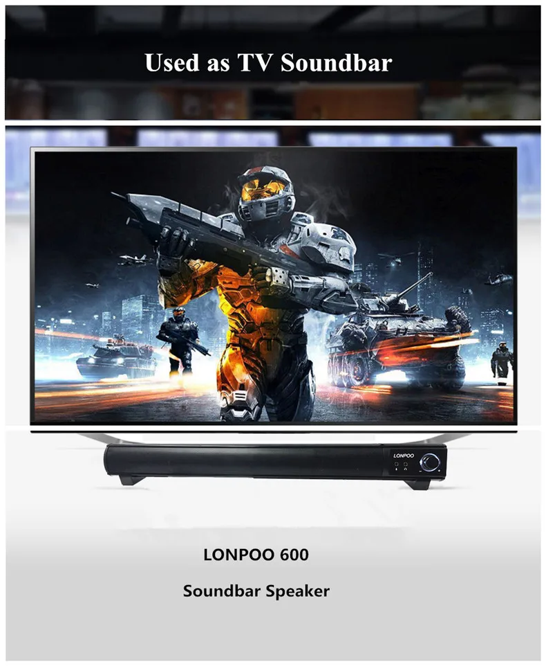 LONPOO Speaker USB Soundbar for Computer PC Phone
