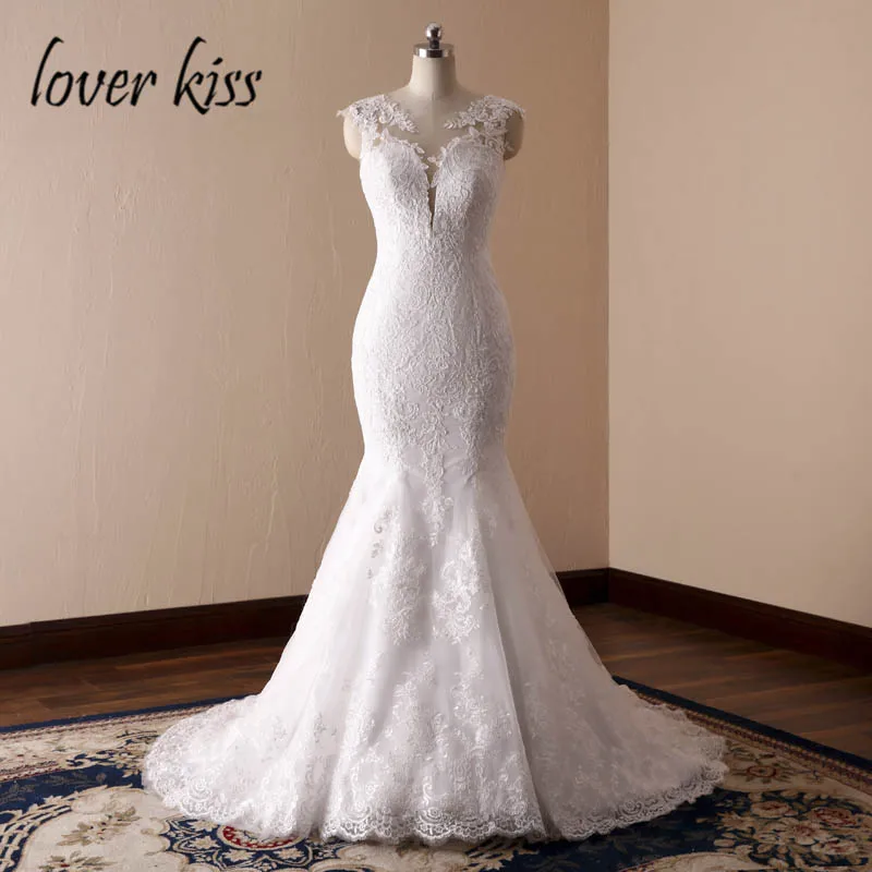 Lover Kiss Vestidos de Noiva, свадебные платья с эмблемой русалки, кружевные платья невесты с низкой спинкой для свадьбы, robe mariage - Цвет: Слоновая кость