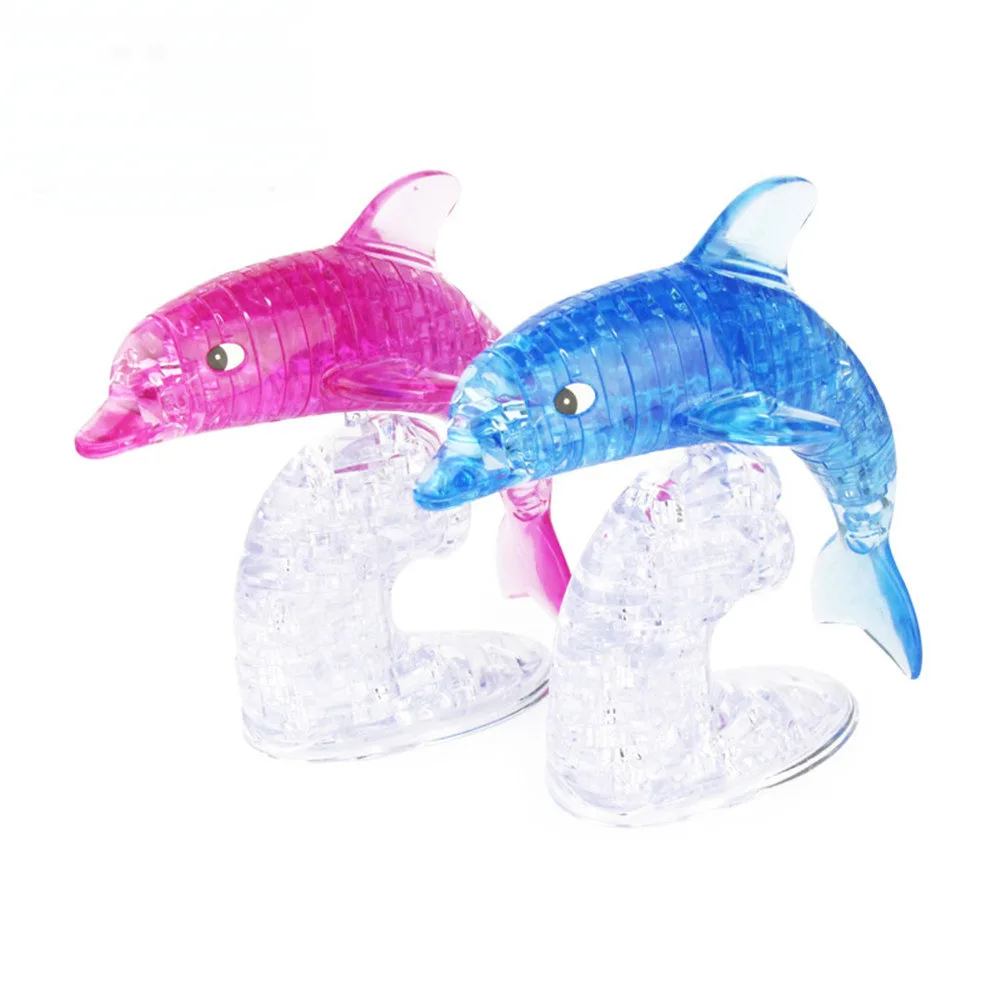 DIY 3D кристалл животных синий дельфин головоломки здания Развивающие игрушки для детей интеллектуал собранные Пазлы игрушка в подарок P20