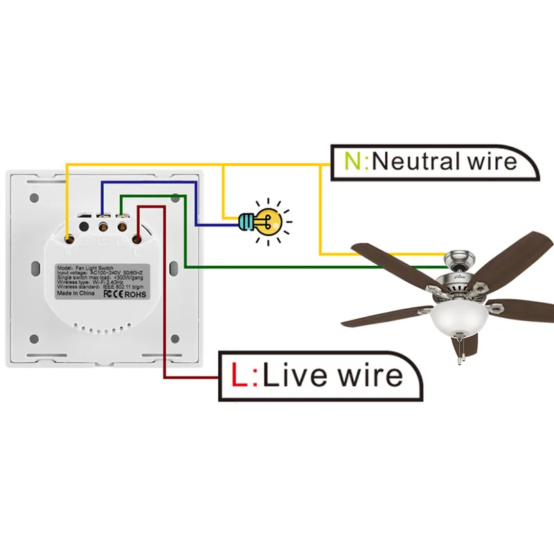 ЕС Smart WiFi переключатель потолочного вентилятора приложение ПДУ для умного дома, с таймером, совместим с Alexa и Google и контроль скорости Совместимость с Alexa и Google Home не требуется хаб XNC