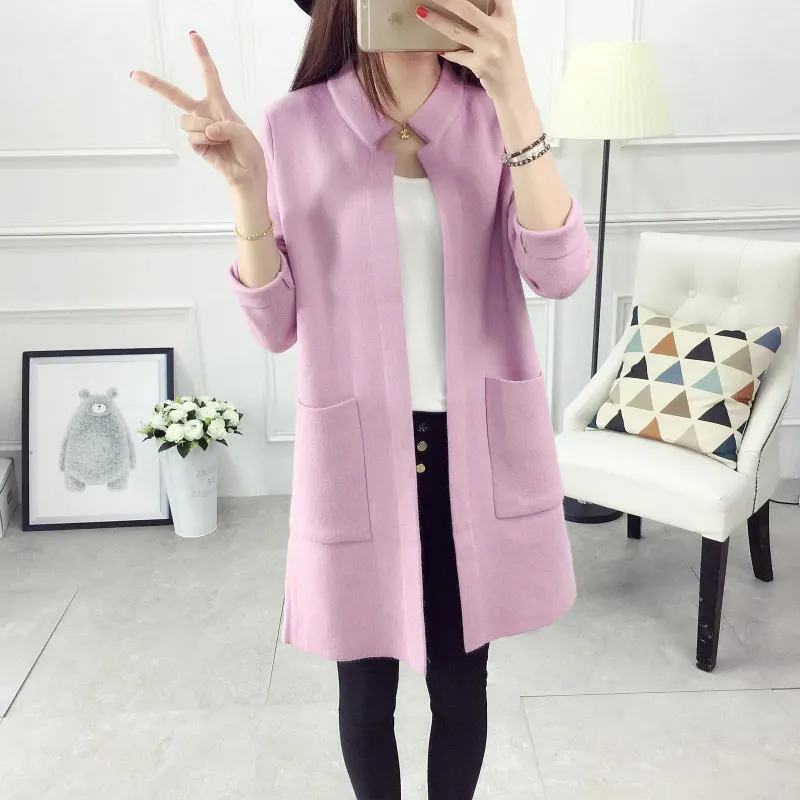 

New Fashion Spring 2019 Women Sweaters Cardigans Casual Warm Long Design Female Knitted Sweater Coat Cardigan Sweater Lady