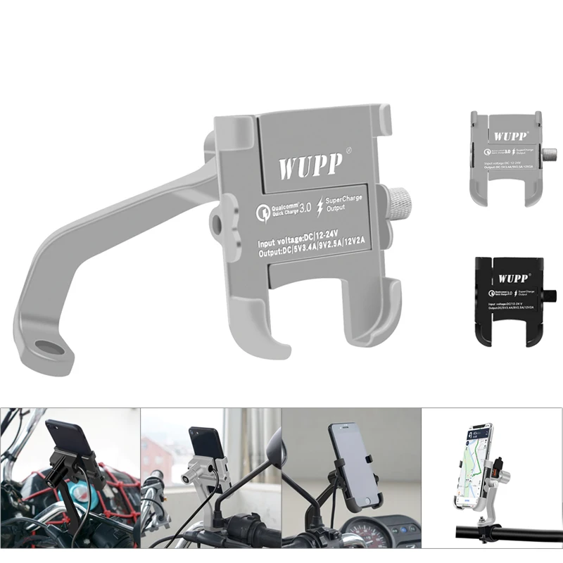 

Motorcycle Quick Charge QC 3.0 USB Charger Phone Holder Waterproof 12V Moto Mobile Phone Mount Power Adapter Handlebar Universal