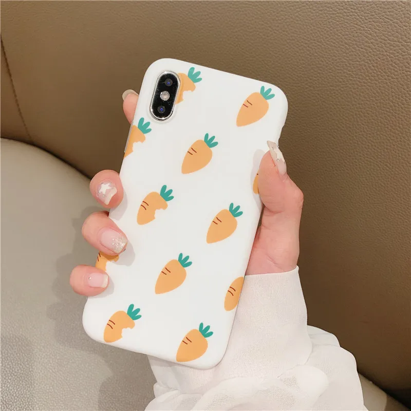 

Cute Carrots Phone Bag for Iphone 8Plus Case TPU Soft Matte IMD Back Cover Shell for Iphone Xs Max 7 8 6 6S Plus Xr X Phone Case