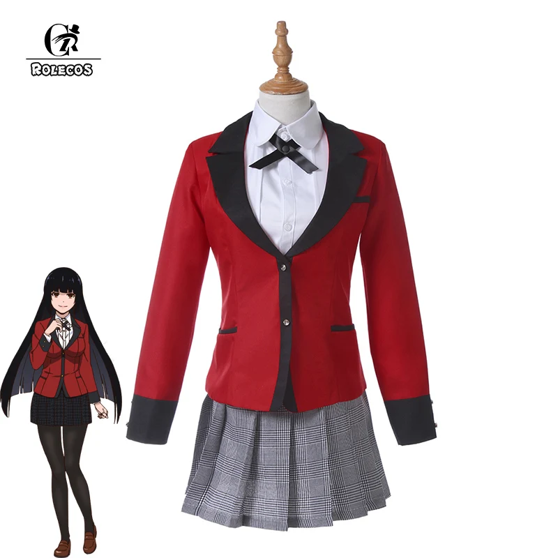 ROLECOS японский аниме Kakegurui Косплей Костюм Jabami Yumeko компульсивный игрок девушка