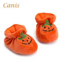 Симпатичные для маленьких девочек Мягкий хлопок Хэллоуин печати обувь детская кроватка тыквы Осень детская обувь